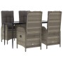 Set comedor jardín 5 pzas y cojines ratán sintético negro gris de , Conjuntos de jardín - Ref: Foro24-3185181, Precio: 633,04...