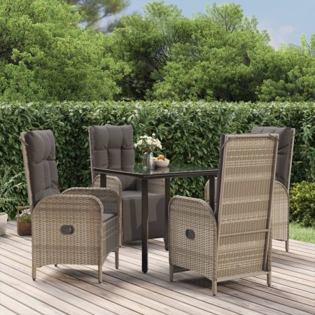 Set comedor jardín 5 pzas y cojines ratán sintético negro gris de , Conjuntos de jardín - Ref: Foro24-3185205, Precio: 584,60...