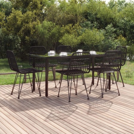 Juego de comedor de jardín 7 piezas ratán sintético negro de , Conjuntos de jardín - Ref: Foro24-3157898, Precio: 548,09 €, D...