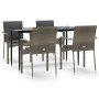 Set comedor jardín 5 pzas y cojines ratán sintético negro gris de , Conjuntos de jardín - Ref: Foro24-3185103, Precio: 384,85...