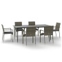 Set comedor jardín 7 pzas y cojines ratán sintético negro gris de , Conjuntos de jardín - Ref: Foro24-3185129, Precio: 550,78...