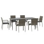 Set comedor jardín 7 pzas y cojines ratán sintético negro gris de , Conjuntos de jardín - Ref: Foro24-3185129, Precio: 550,78...