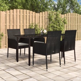Set de muebles jardín 5 pzas con cojines ratán sintético negro de , Conjuntos de jardín - Ref: Foro24-3185157, Precio: 357,57...