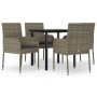 Set comedor jardín 5 pzas y cojines ratán sintético negro gris de , Conjuntos de jardín - Ref: Foro24-3185162, Precio: 310,24...