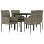 Set comedor jardín 5 pzas y cojines ratán sintético negro gris de , Conjuntos de jardín - Ref: Foro24-3185162, Precio: 310,24...