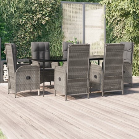 Set comedor jardín 7 pzas y cojines ratán sintético negro gris de , Conjuntos de jardín - Ref: Foro24-3185183, Precio: 979,33...