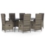 Set comedor jardín 7 pzas y cojines ratán sintético negro gris de , Conjuntos de jardín - Ref: Foro24-3185183, Precio: 979,33...