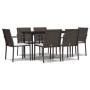 Juego comedor jardín 7 piezas y cojines ratán sintético y acero de , Conjuntos de jardín - Ref: Foro24-3186942, Precio: 406,5...