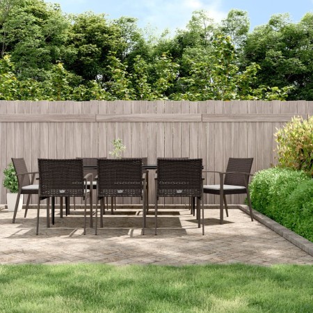 Juego comedor jardín 9 piezas y cojines ratán sintético y acero de , Conjuntos de jardín - Ref: Foro24-3186982, Precio: 778,4...