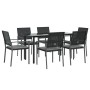 Juego comedor jardín 7 piezas y cojines ratán sintético y acero de , Conjuntos de jardín - Ref: Foro24-3187022, Precio: 374,3...