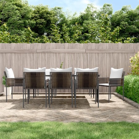 Juego comedor jardín 9 piezas y cojines ratán sintético y acero de , Conjuntos de jardín - Ref: Foro24-3187062, Precio: 761,0...
