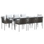 Juego comedor jardín 9 piezas y cojines ratán sintético y acero de , Conjuntos de jardín - Ref: Foro24-3187062, Precio: 761,0...