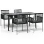 Set comedor jardín 5 pzas y cojines acero ratán sintético negro de , Conjuntos de jardín - Ref: Foro24-3187069, Precio: 418,9...