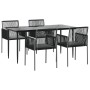 Set comedor jardín 5 pzas y cojines acero ratán sintético negro de , Conjuntos de jardín - Ref: Foro24-3187069, Precio: 418,9...