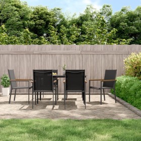 Juego de comedor para jardín 7 piezas acero y textilene negro de , Conjuntos de jardín - Ref: Foro24-3187036, Precio: 416,92 ...