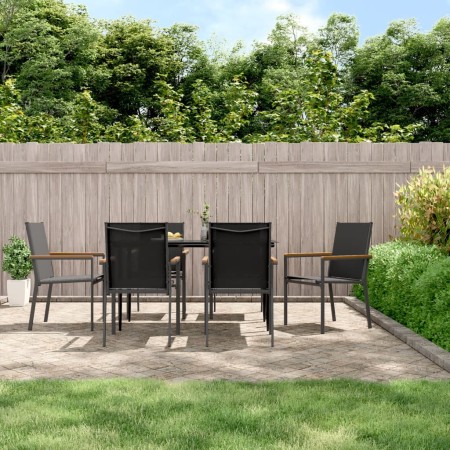 Juego de comedor para jardín 7 piezas acero y textilene negro de , Conjuntos de jardín - Ref: Foro24-3187036, Precio: 416,92 ...