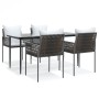 Juego comedor jardín 5 piezas y cojines ratán sintético y acero de , Conjuntos de jardín - Ref: Foro24-3187057, Precio: 423,7...