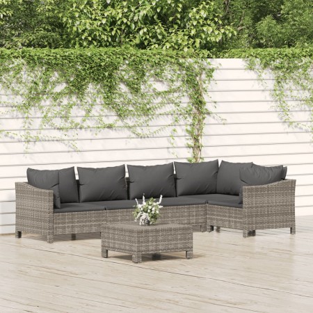 Set de muebles de jardín 6 pzas y cojines ratán sintético gris de , Conjuntos de jardín - Ref: Foro24-3187275, Precio: 502,94...