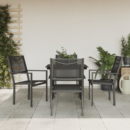 Juego de comedor para jardín 5 piezas acero y textilene negro de , Conjuntos de jardín - Ref: Foro24-3200719, Precio: 297,90 ...
