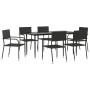 Juego de comedor de jardín 7 pzas ratán sintético y acero negro de , Conjuntos de jardín - Ref: Foro24-3203277, Precio: 316,4...