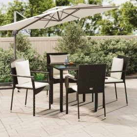 Set de muebles jardín 5 pzas con cojines ratán sintético negro de , Conjuntos de jardín - Ref: Foro24-3185108, Precio: 350,13...