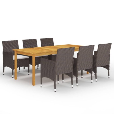Juego de comedor de jardín de 7 piezas marrón de vidaXL, Conjuntos de jardín - Ref: Foro24-3067858, Precio: 612,61 €, Descuen...