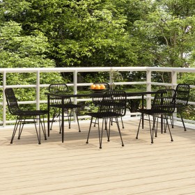 Juego de comedor de jardín 7 piezas ratán sintético negro de , Conjuntos de jardín - Ref: Foro24-3157885, Precio: 683,31 €, D...