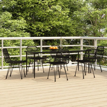Juego de comedor de jardín 7 piezas ratán sintético negro de , Conjuntos de jardín - Ref: Foro24-3157885, Precio: 683,31 €, D...
