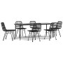 Juego de comedor de jardín 7 piezas ratán sintético negro de , Conjuntos de jardín - Ref: Foro24-3157885, Precio: 683,31 €, D...