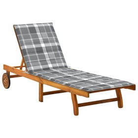 Tumbona de jardín con cojín madera maciza de acacia de , Tumbonas - Ref: Foro24-3061358, Precio: 206,58 €, Descuento: %