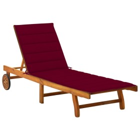 Tumbona de jardín con cojín madera maciza de acacia de , Tumbonas - Ref: Foro24-3061353, Precio: 208,39 €, Descuento: %