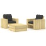 Set muebles de jardín y cojines 3 pzas madera pino impregnada de , Conjuntos de jardín - Ref: Foro24-3065804, Precio: 454,63 ...