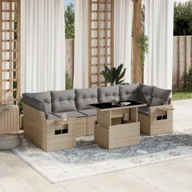 Set de sofás de jardín y cojines 8 piezas ratán sintético beige en Conjuntos de jardín | Comprar online en Foru.es