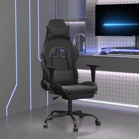 Silla gaming de masaje y reposapiés cuero sintético negro de , Sillones para videojuegos - Ref: Foro24-345419, Precio: 127,10...