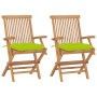 Sillas de jardín 2 uds madera teca con cojines verde brillante de , Sillas de jardín - Ref: Foro24-3062513, Precio: 204,05 €,...