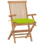 Sillas de jardín 2 uds madera teca con cojines verde brillante de , Sillas de jardín - Ref: Foro24-3062513, Precio: 204,05 €,...
