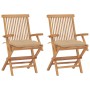 Sillas de jardín 2 uds madera maciza de teca con cojines beige de , Sillas de jardín - Ref: Foro24-3062505, Precio: 204,05 €,...