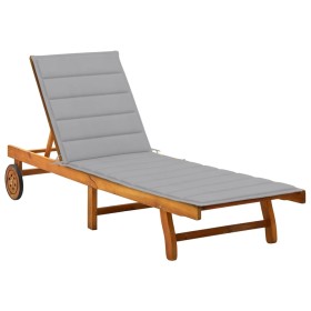 Tumbona de jardín con cojín madera maciza de acacia de , Tumbonas - Ref: Foro24-3061345, Precio: 204,04 €, Descuento: %