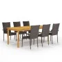 Juego de comedor para jardín 7 piezas marrón de vidaXL, Conjuntos de jardín - Ref: Foro24-3067877, Precio: 483,06 €, Descuent...