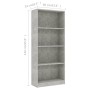 Estantería de 4 niveles contrachapada gris hormigón 60x24x142cm de , Librerías y estanterías - Ref: Foro24-800877, Precio: 62...