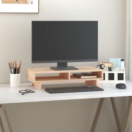 Soporte para monitor madera maciza de pino 60x27x14 cm de , Bases y elevadores para ordenadores - Ref: Foro24-813999, Precio:...