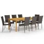 Juego de comedor de jardín de 9 piezas marrón de vidaXL, Conjuntos de jardín - Ref: Foro24-3067880, Precio: 651,32 €, Descuen...