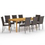 Juego de comedor de jardín de 9 piezas marrón de vidaXL, Conjuntos de jardín - Ref: Foro24-3067880, Precio: 609,04 €, Descuen...