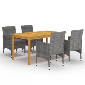 Juego de comedor para jardín de 5 piezas gris de vidaXL, Conjuntos de jardín - Ref: Foro24-3067762, Precio: 374,40 €, Descuen...