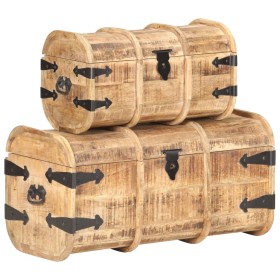 Cofres de almacenamiento 2 unidades madera maciza de mango de , Baúles de almacenamiento - Ref: Foro24-320374, Precio: 236,88...