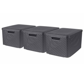 Curver Cajas de almacenaje con tapa Style 3 unidades L gris antracita de , Cestas para almacenaje - Ref: Foro24-427235, Preci...