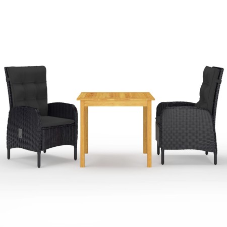 Juego de comedor de jardín de 3 piezas negro de vidaXL, Conjuntos de jardín - Ref: Foro24-3067680, Precio: 347,75 €, Descuent...