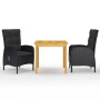 Juego de comedor de jardín de 3 piezas negro de vidaXL, Conjuntos de jardín - Ref: Foro24-3067680, Precio: 347,75 €, Descuent...