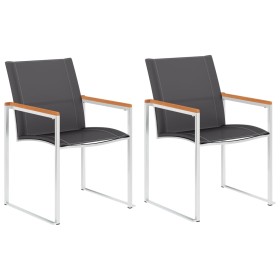 Sillas de jardín 2 unidades textilene y acero inoxidable gris de , Sillas de jardín - Ref: Foro24-46497, Precio: 163,58 €, De...