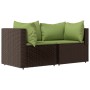 Set muebles de jardín 3 piezas y cojines ratán sintético marrón de , Sofás de exterior - Ref: Foro24-319827, Precio: 177,36 €...